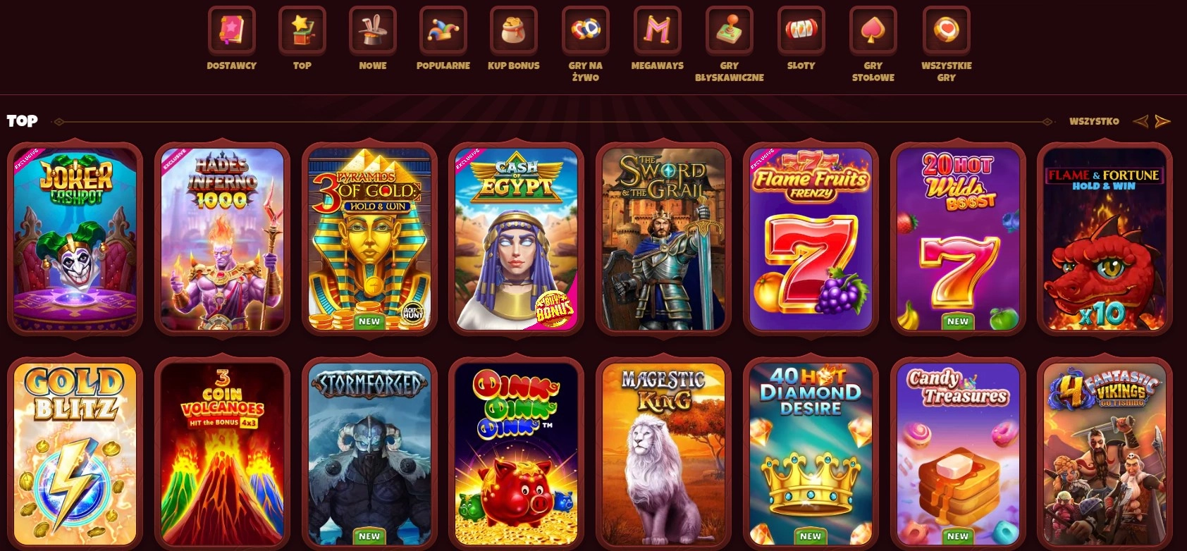Gry kasynowe w Magius Casino Gry w kasynie Magius